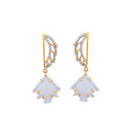 14K Yellow Gold Chalcedony + Diamond Wing Earrings