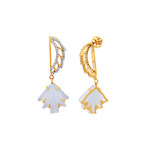 14K Yellow Gold Chalcedony + Diamond Wing Earrings