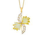 14K Yellow Gold Lemon Topaz + Diamond Wing Necklace // 16"