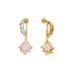 14K Yellow Gold Rose Quartz + Diamond Wing Earrings // Pre-Owned