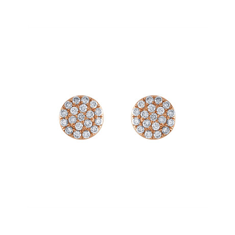 18K Rose Gold Diamond Cluster Earrings I // New