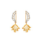 14K Yellow Gold Citrine + Diamond Wing Earrings // Pre-Owned