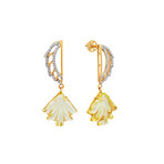 14K Yellow Gold Lemon Topaz + Diamond Wing Earrings