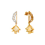 14K Yellow Gold Citrine + Diamond Wing Earrings // Pre-Owned