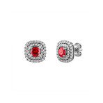 18K White Gold Diamond + Ruby Earrings II