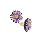 14K Yellow Gold Amethyst + Diamond Floral Carved Earrings // Pre-Owned
