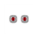 18K White Gold Diamond + Ruby Earrings II