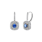 18K White Gold Diamond + Sapphire Earrings