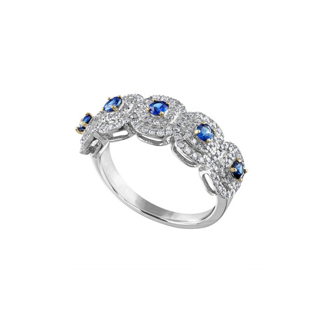 18K White Gold Diamond + Sapphire Ring // Ring Size: 6.5 // New