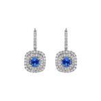 18K White Gold Diamond + Sapphire Earrings