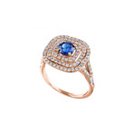 18K Rose Gold Diamond + Blue Sapphire Ring // Ring Size: 6