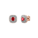 18K Rose Gold Diamond Ruby Earrings