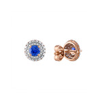18K Rose Gold Diamond Blue Sapphire Earrings I