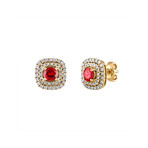 18K Yellow Gold Diamond Ruby Earring