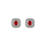 18K Rose Gold Diamond Ruby Earrings