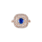 18K Rose Gold Diamond + Blue Sapphire Ring // Ring Size: 6