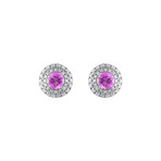 18K White Gold Diamond + Pink Sapphire Earrings I