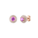 18K Rose Gold Pink Sapphire Earrings // New
