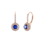 18K Rose Gold Diamond Sapphire Drop Earrings // New