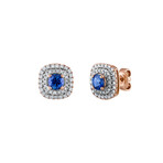 18K Rose Gold Diamond + Blue Sapphire Earrings IV