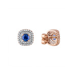 Tresorra // 18K Rose Gold Diamond + Blue Sapphire Earrings II // New