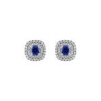 18K White Gold Diamond + Blue Sapphire Earrings I