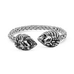 Stainless Steel Tiger End Cuff Bracelet