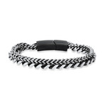 Anthony Jacobs // Stainless Steel Double Layered Cuban + Wheat Link Bracelet // Metallic + Black