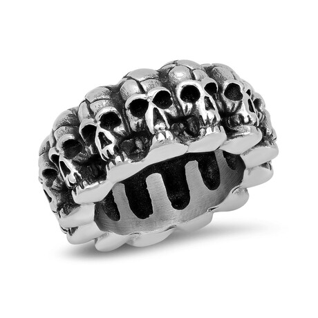 Oxidized Stainless Steel Skull Ring // Oxidized Silver (9)