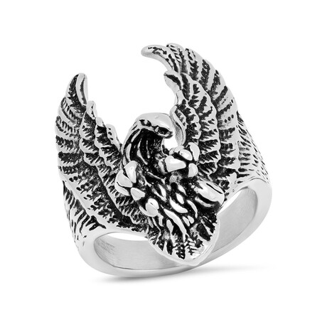 Anthony Jacobs // Stainless Steel Eagle Ring // Metallic (Size 9)