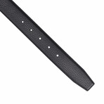 Salvatore Ferragamo Pebbled Cut-To-Fit Reversible Belt // Black + Blue (Max Length 40")
