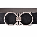 Salvatore Ferragamo Pebbled Cut-To-Fit Reversible Belt // Black + Gray (Max Length 40")