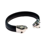 Dell Arte // Bracelet Panther Leather + Stainless Steel // Black + Silver