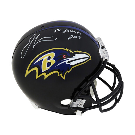 Jamal Lewis // Baltimore Ravens // Signed Riddell Full Size Replica Helmet // w/ "2,066 Yards 2003" Inscription