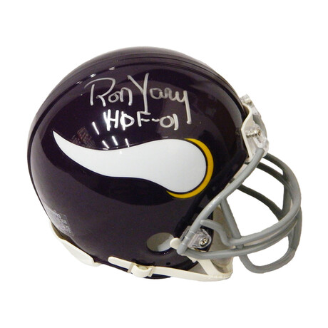 Ron Yary // Minnesota Vikings // Signed Throwback Riddell Mini Helmet // w/ "HOF'01" Inscription