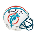 Dwight Stephenson // Miami Dolphins // Signed Riddell Mini Helmet // w/ "HOF'98" Inscription