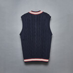Tennis Vest // Navy + Barn Red + Natural (XL)