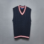 Tennis Vest // Navy + Persian Red + White (L)
