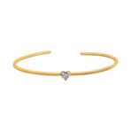 Estate 18k Yellow Gold Heart Shape Diamond Open Bracelet // 16cm // Pre-Owned