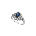 Estate Platinum Sapphire + Diamond Ring I // Ring Size: 6.25 // Pre-Owned