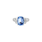 Estate Platinum Sapphire + Diamond Ring // Ring Size: 6 // Pre-Owned