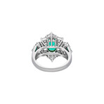 Estate Platinum + 18k Yellow Gold Diamond + Emerald Ring // Ring Size: 5.25 // Pre-Owned