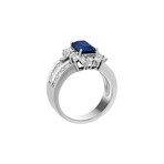 Estate Platinum Diamond + Ceylon Sapphire Ring // Ring Size: 7 // Pre-Owned