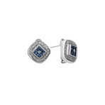 Estate 14K White Gold Diamond + Sapphire Earrings // Pre-Owned
