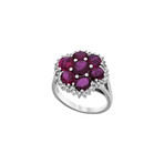 Estate Platinum Diamond + Rubies Ring // Ring Size: 7 // Pre-Owned
