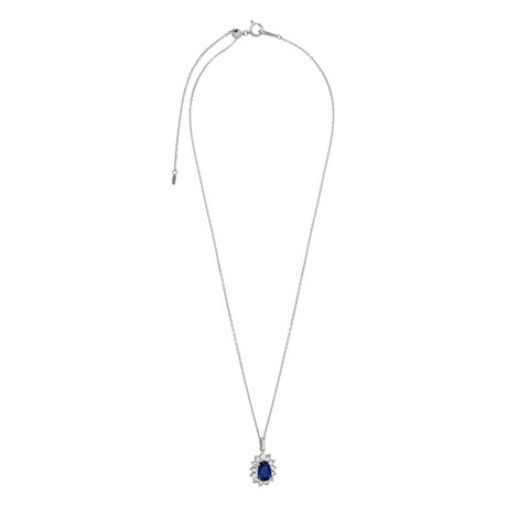 Estate Platinum Diamond Royal Blue Ceylon Sapphire Chain Necklace // 17" // Pre-Owned