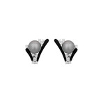 Estate 18k White Gold Diamond + Onyx and Pearl Earrings // Pre-Owned