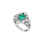 Estate Platinum + 18k Yellow Gold Diamond + Emerald Ring // Ring Size: 5.25 // Pre-Owned