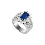 Estate Platinum Diamond + Ceylon Sapphire Ring // Ring Size: 7 // Pre-Owned