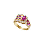 18k Yellow Gold Diamond + Ruby Ring // Ring Size: 6.25 // Pre-Owned